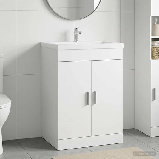 Bathroom Under Sink Cabinet White 56 x 37.5 x 81 cm