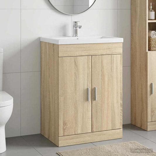 Bathroom Under Sink Cabinet Sonoma Oak 56 x 37.5 x 81 cm