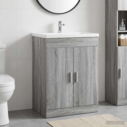 Bathroom Under Sink Cabinet Grey Sonoma 56 x 37.5 x 81 cm