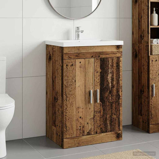 Bathroom Under Sink Cabinet Old Wood 56 x 37.5 x 81 cm