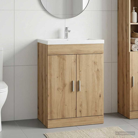 Bathroom Under Sink Cabinet Artisan Oak 56 x 37.5 x 81 cm