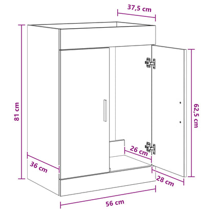 Bathroom Under Sink Cabinet Artisan Oak 56 x 37.5 x 81 cm