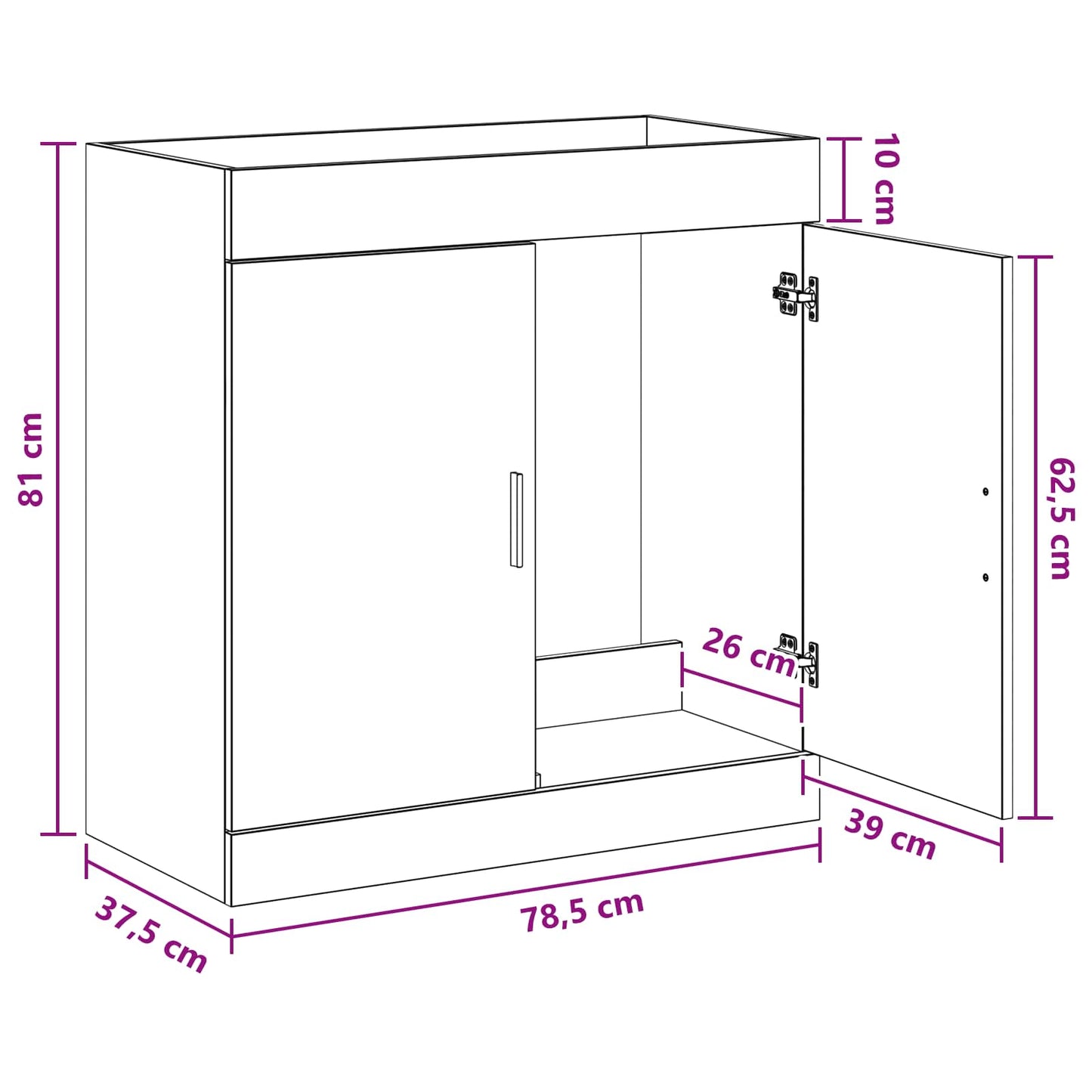 Bathroom Under Sink Cabinet Sonoma Oak 78.5 x 37.5 x 81 cm