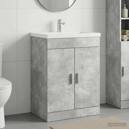 Bathroom Under Sink Cabinet Concrete Grey 78.5 x 37.5 x 81 cm