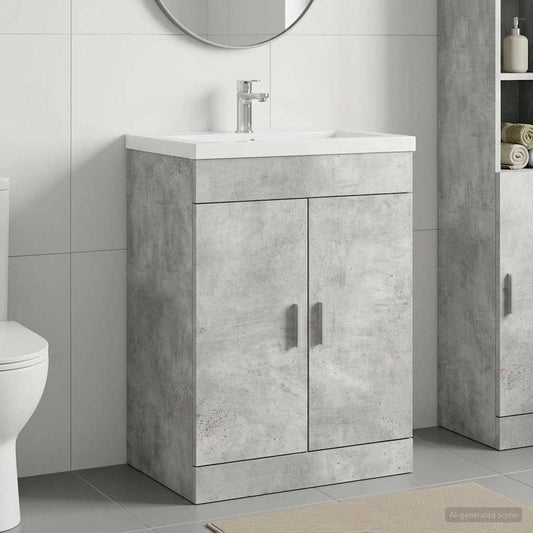 Bathroom Under Sink Cabinet Concrete Grey 78.5 x 37.5 x 81 cm