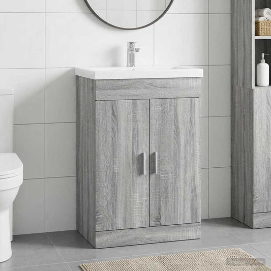 Bathroom Under Sink Cabinet Grey Sonoma 78.5 x 37.5 x 81 cm