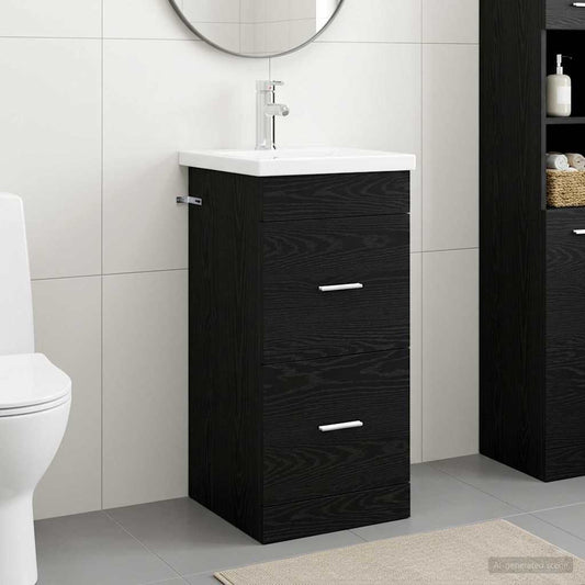 Bathroom Vanity with Sink Black Oak 42 x 40 x 84.5 cm