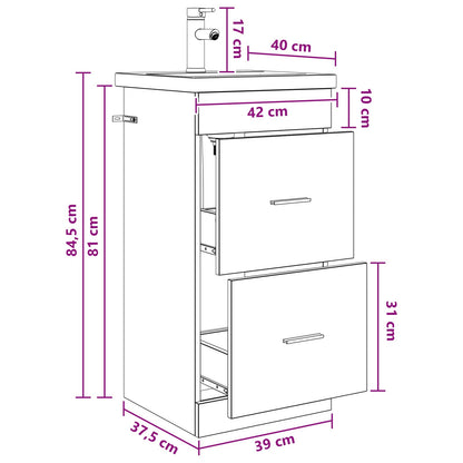 Bathroom Vanity with Sink Grey Sonoma 42 x 40 x 84.5 cm