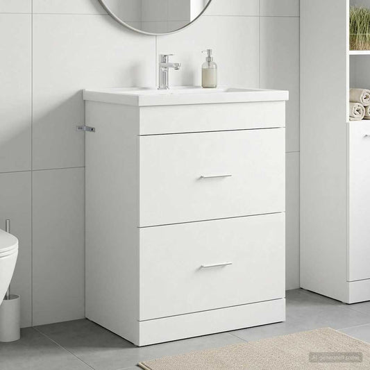 Bathroom Under Sink Cabinet White 56 x 37.5 x 81 cm