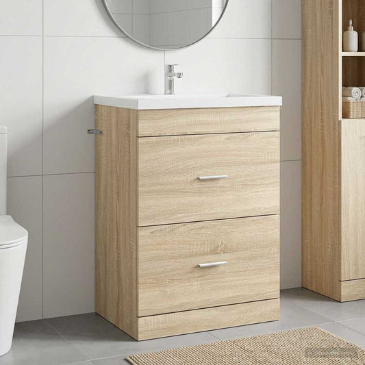 Bathroom Under Sink Cabinet Sonoma Oak 56 x 37.5 x 81 cm