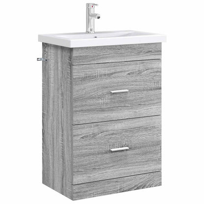 Bathroom Under Sink Cabinet Grey Sonoma 56 x 37.5 x 81 cm