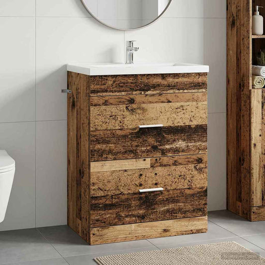 Bathroom Under Sink Cabinet Old Wood 56 x 37.5 x 81 cm