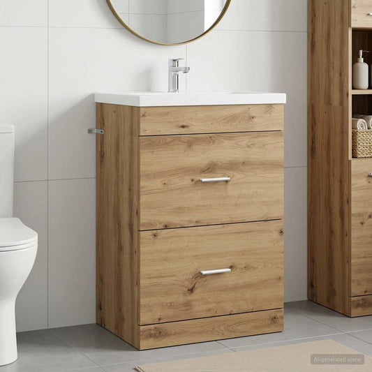 Bathroom Under Sink Cabinet Artisan Oak 56 x 37.5 x 81 cm