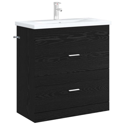 Bathroom Under Sink Cabinet Black Oak 78.5 x 37.5 x 81 cm