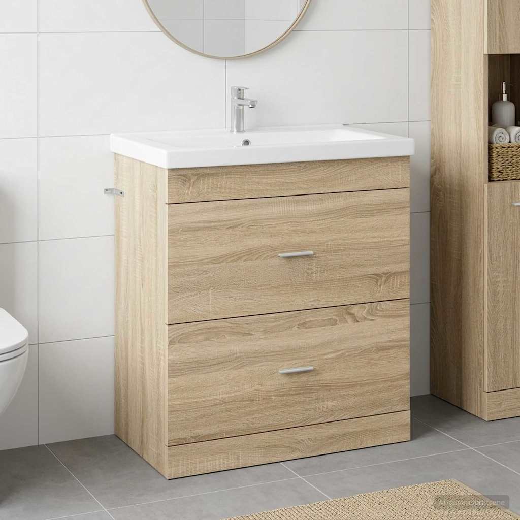 Bathroom Under Sink Cabinet Sonoma Oak 78.5 x 37.5 x 81 cm
