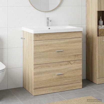 Bathroom Under Sink Cabinet Sonoma Oak 78.5 x 37.5 x 81 cm