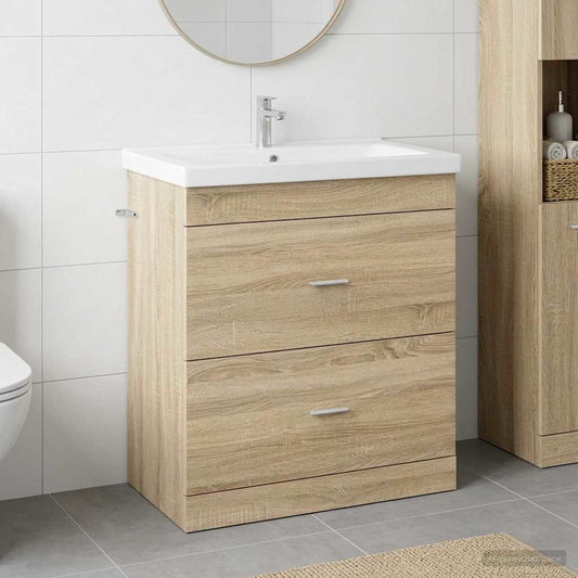 Bathroom Under Sink Cabinet Sonoma Oak 78.5 x 37.5 x 81 cm