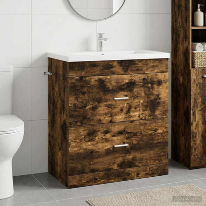 Bathroom Under Sink Cabinet Smoked Oak 78.5 x 37.5 x 81 cm