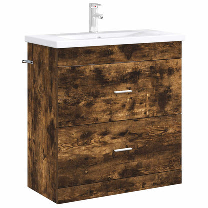 Bathroom Under Sink Cabinet Smoked Oak 78.5 x 37.5 x 81 cm
