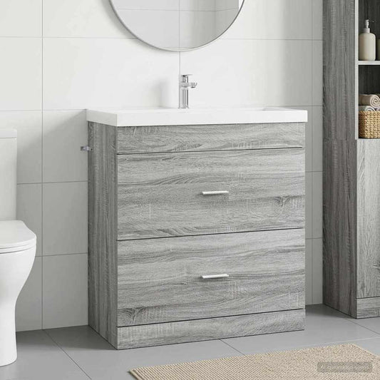 Bathroom Under Sink Cabinet Grey Sonoma 78.5 x 37.5 x 81 cm