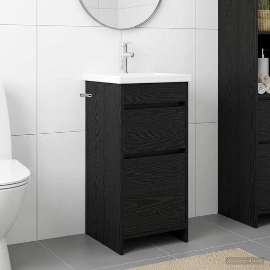 Bathroom Vanity with Sink Black Oak 42 x 40 x 84.5 cm