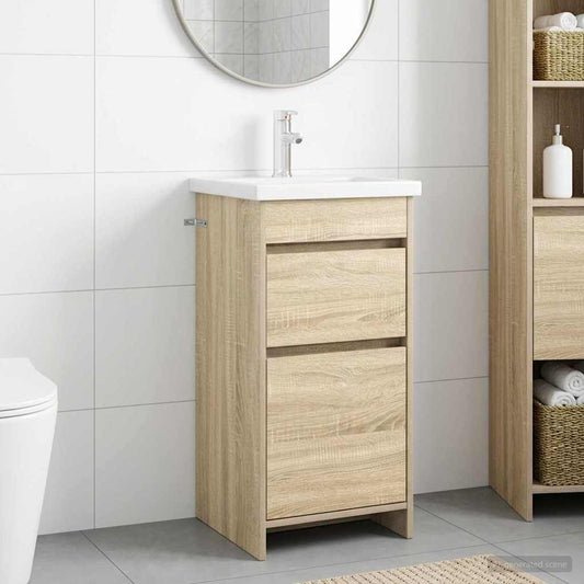 Bathroom Vanity with Sink Sonoma Oak 42 x 40 x 84.5 cm