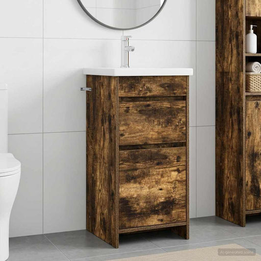 Bathroom Vanity with Sink Smoked Oak 42 x 40 x 84.5 cm