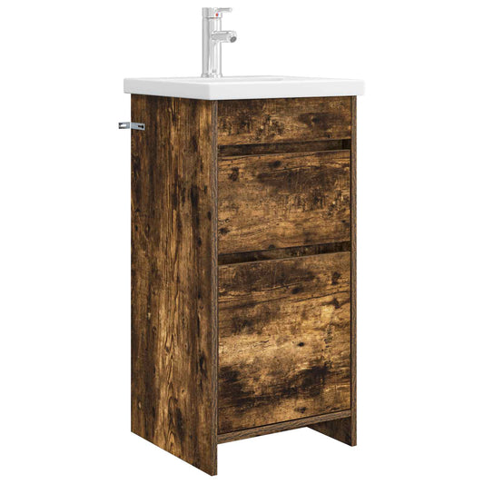 Bathroom Vanity with Sink Smoked Oak 42 x 40 x 84.5 cm