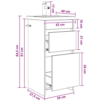 Bathroom Vanity with Sink Artisan Oak 42 x 40 x 84.5 cm
