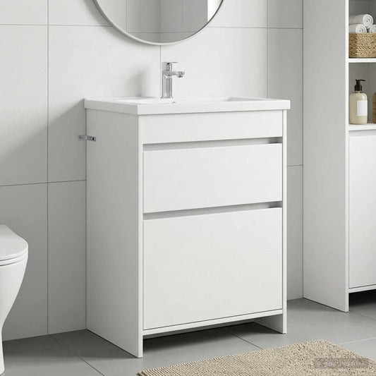 Bathroom Under Sink Cabinet White 56 x 37.5 x 81 cm
