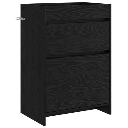 Bathroom Under Sink Cabinet Black Oak 56 x 37.5 x 81 cm