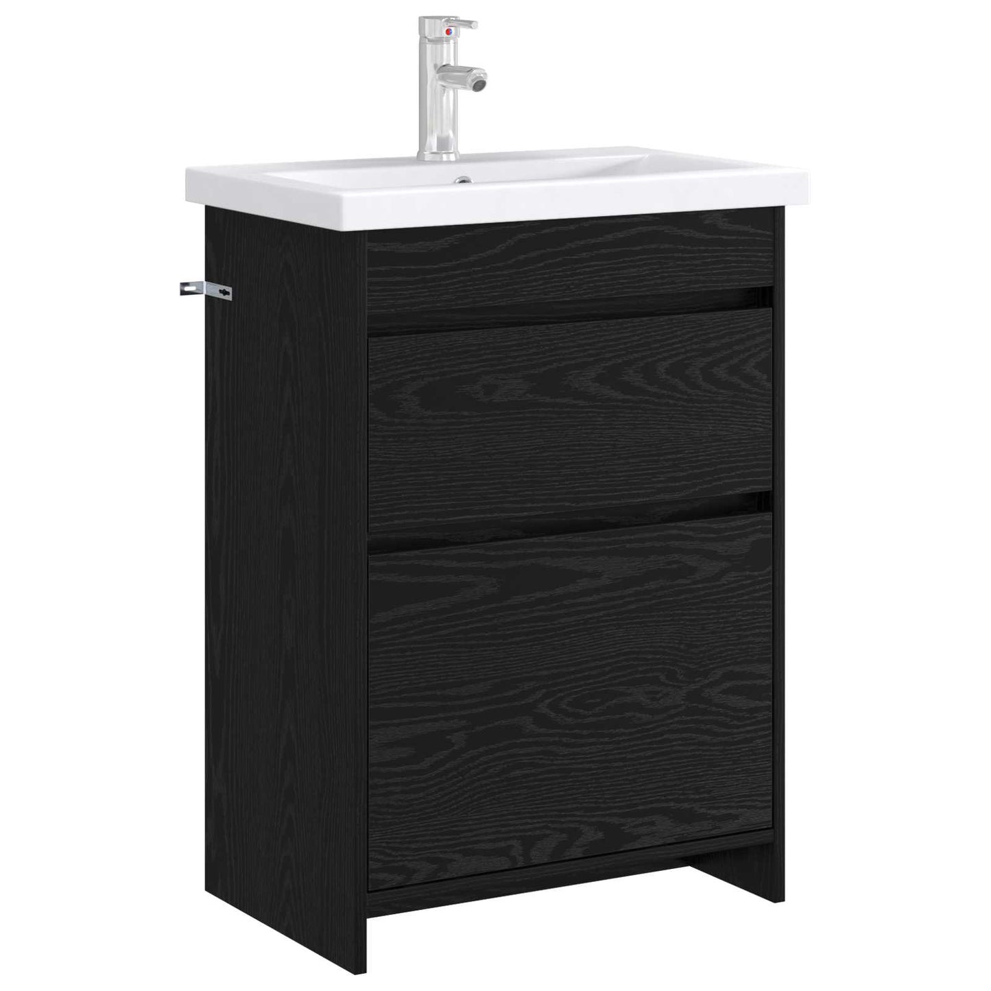 Bathroom Under Sink Cabinet Black Oak 56 x 37.5 x 81 cm