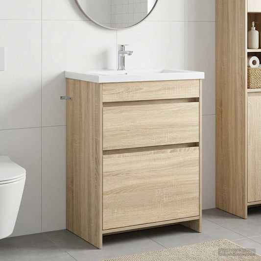 Bathroom Under Sink Cabinet Sonoma Oak 56 x 37.5 x 81 cm