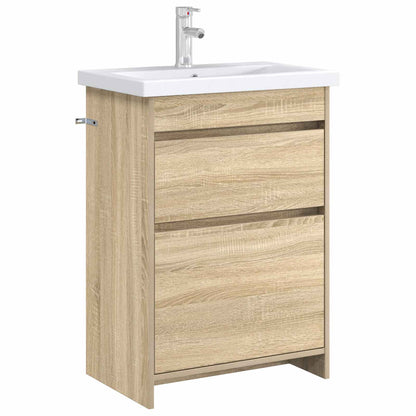 Bathroom Under Sink Cabinet Sonoma Oak 56 x 37.5 x 81 cm