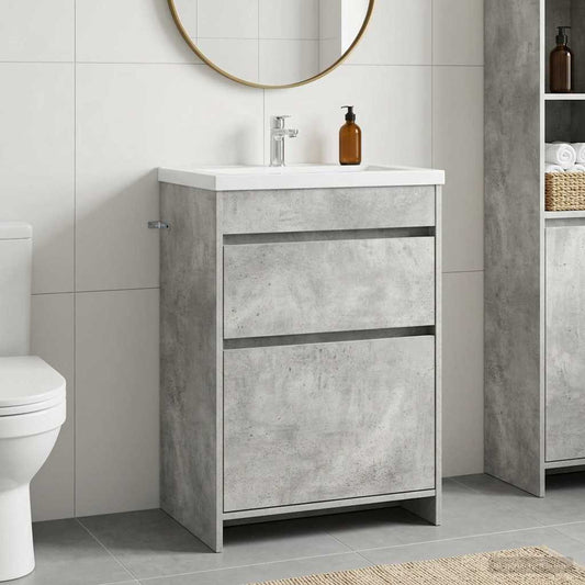 Bathroom Under Sink Cabinet Concrete Grey 56 x 37.5 x 81 cm