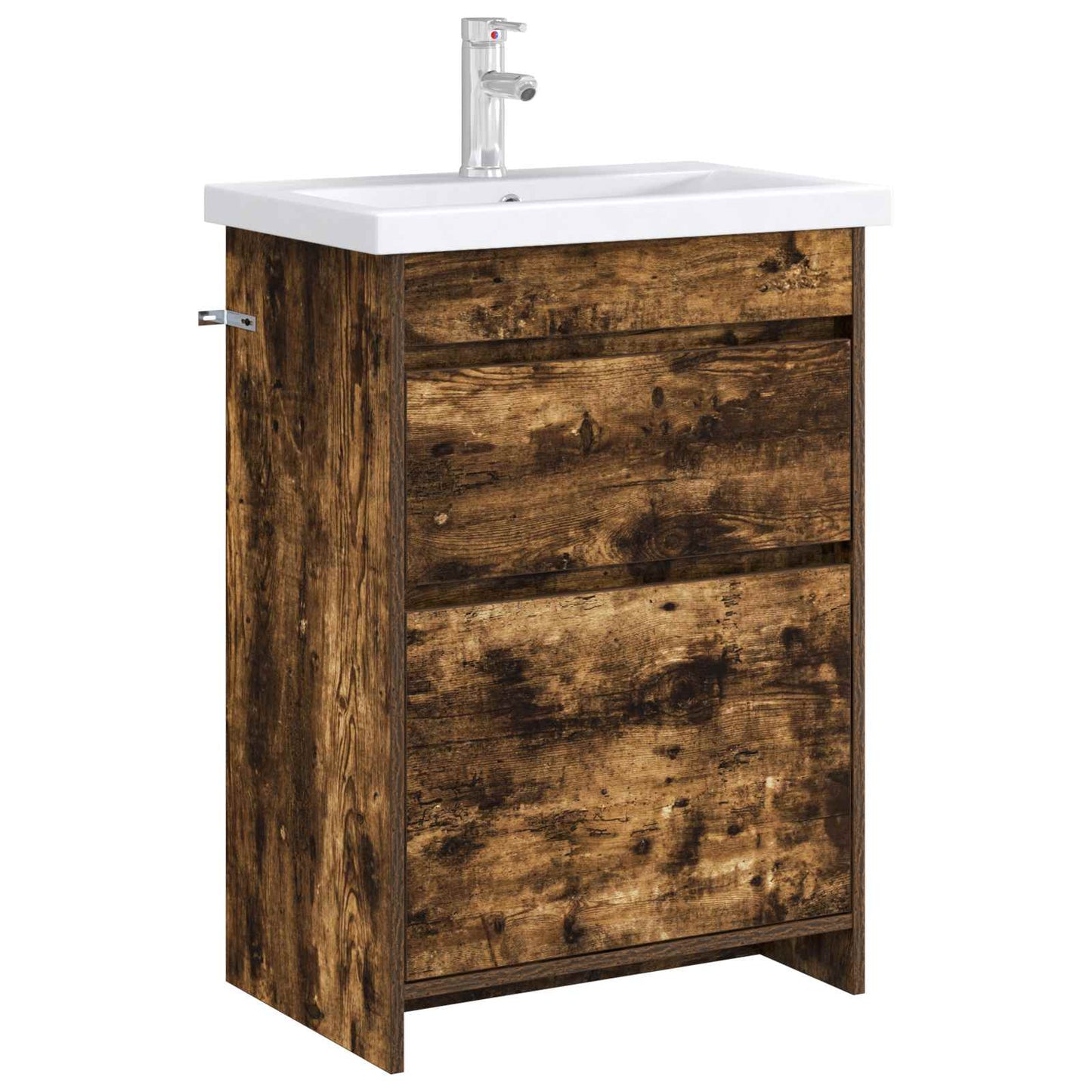 Bathroom Under Sink Cabinet Smoked Oak 56 x 37.5 x 81 cm
