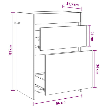 Bathroom Under Sink Cabinet Smoked Oak 56 x 37.5 x 81 cm