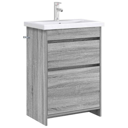 Bathroom Under Sink Cabinet Grey Sonoma 56 x 37.5 x 81 cm