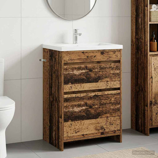 Bathroom Under Sink Cabinet Old Wood 56 x 37.5 x 81 cm