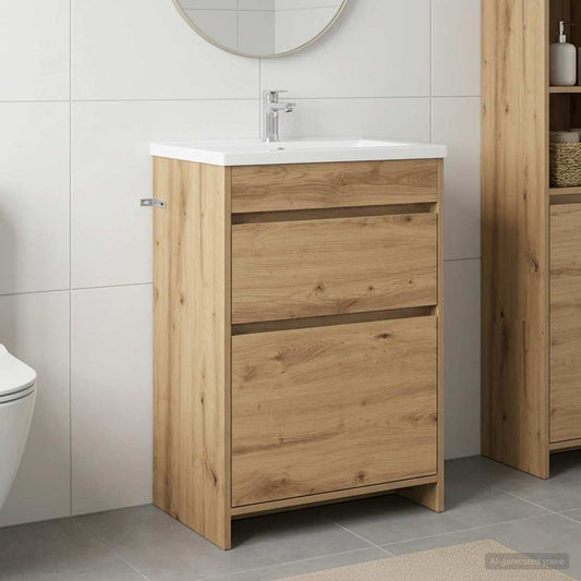 Bathroom Under Sink Cabinet Artisan Oak 56 x 37.5 x 81 cm
