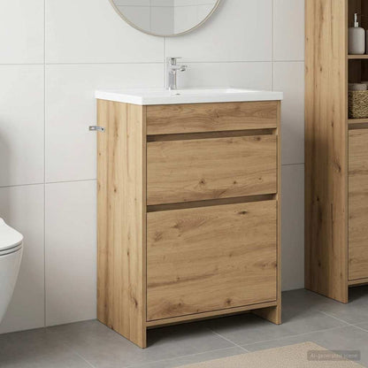 Bathroom Under Sink Cabinet Artisan Oak 56 x 37.5 x 81 cm