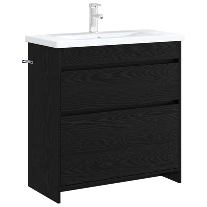 Bathroom Under Sink Cabinet Black Oak 78.5 x 37.5 x 81 cm