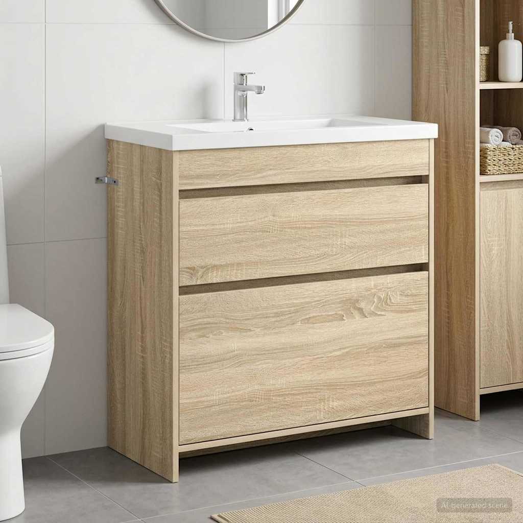 Bathroom Under Sink Cabinet Sonoma Oak 78.5 x 37.5 x 81 cm
