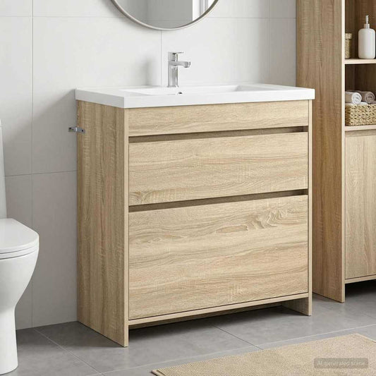 Bathroom Under Sink Cabinet Sonoma Oak 78.5 x 37.5 x 81 cm