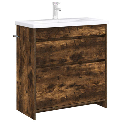 Bathroom Under Sink Cabinet Smoked Oak 78.5 x 37.5 x 81 cm