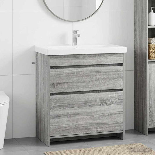 Bathroom Under Sink Cabinet Grey Sonoma 78.5 x 37.5 x 81 cm