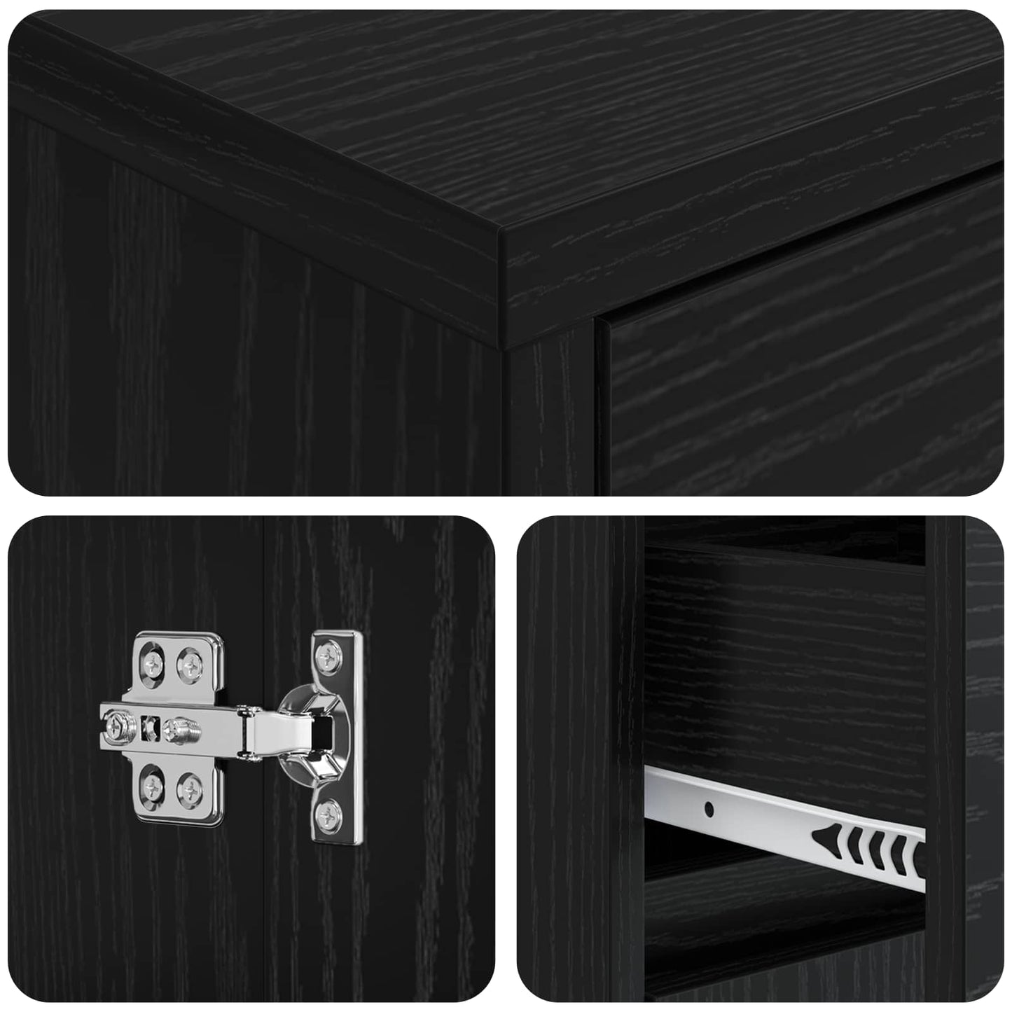 Bathroom Cabinet Black Oak 35 x 36.5 x 85 cm Engineered Wood