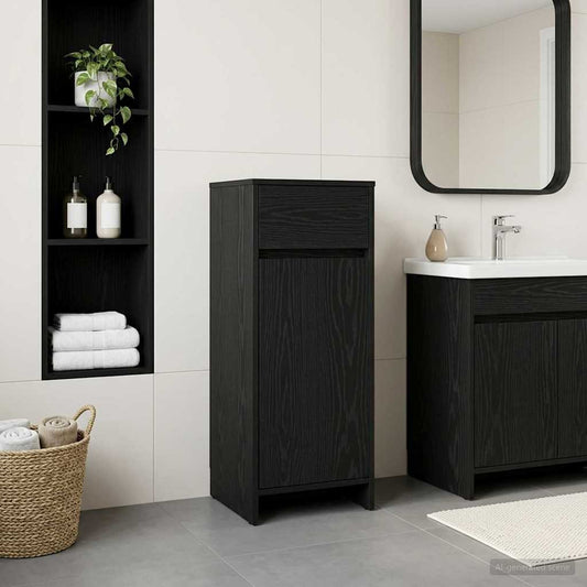 Bathroom Cabinet Black Oak 35 x 36.5 x 85 cm Engineered Wood