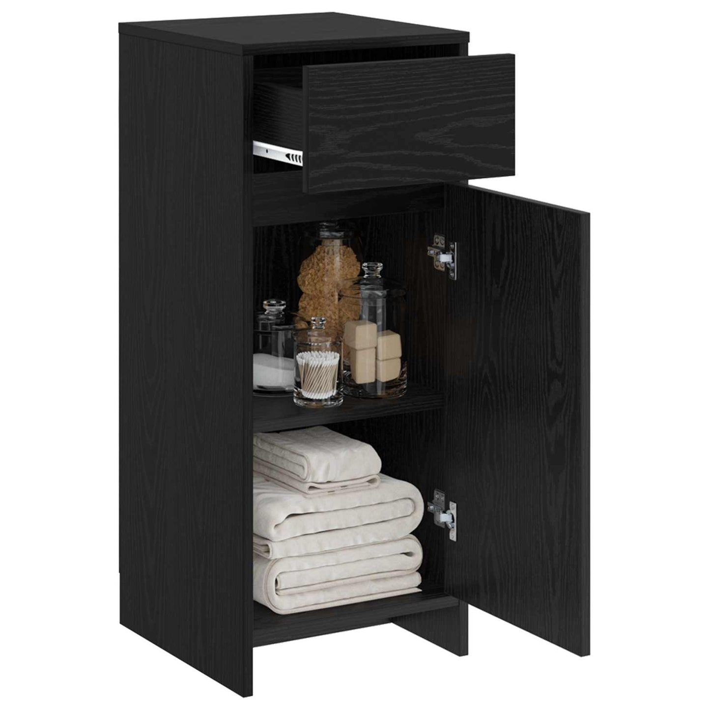 Bathroom Cabinet Black Oak 35 x 36.5 x 85 cm Engineered Wood