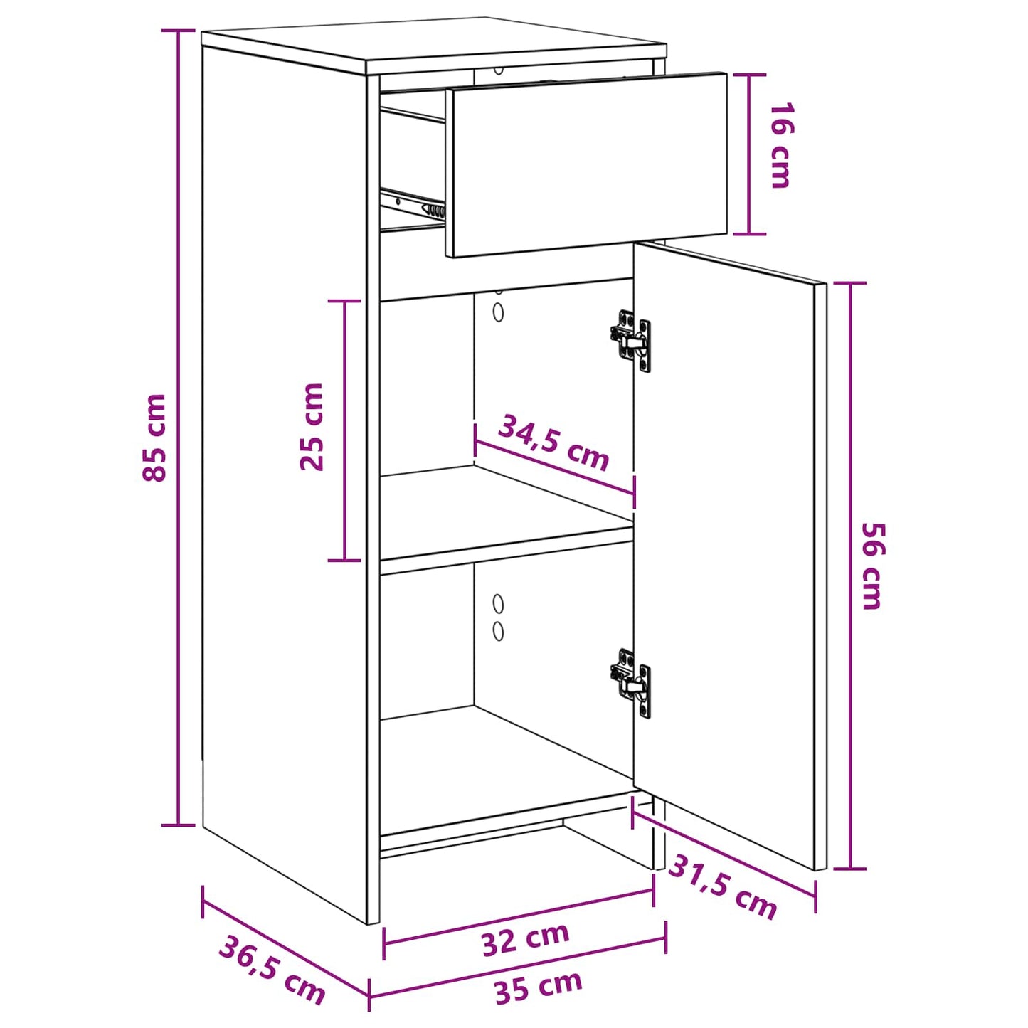 Bathroom Cabinet Concrete Grey 35 x 36.5 x 85 cm